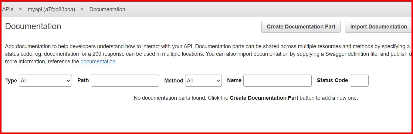 Picture showing a screen to add the documentation part